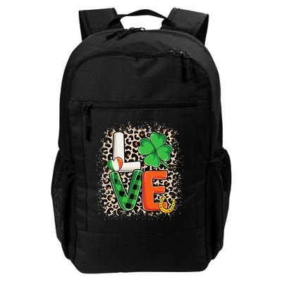 Love St. Patricks Day Shamrock Irish Leopard Print Plaid Backpack
