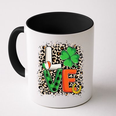 Love St. Patricks Day Shamrock Irish Leopard Print Plaid Mug