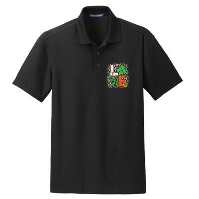 Love St. Patricks Day Shamrock Irish Leopard Print Plaid Dry Zone Grid Polo