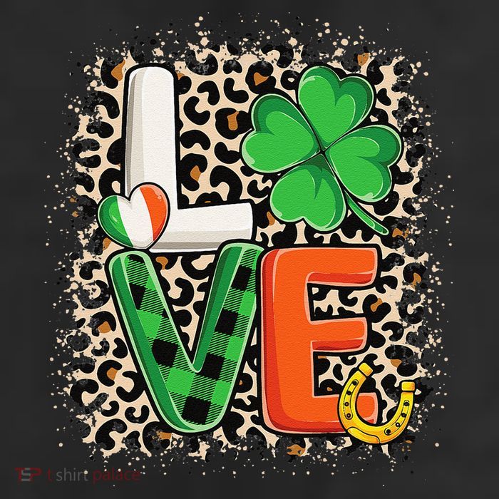 Love St. Patricks Day Shamrock Irish Leopard Print Plaid 25L Jumbo Tote