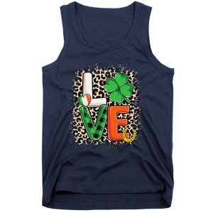 Love St. Patricks Day Shamrock Irish Leopard Print Plaid Tank Top