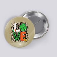Love St. Patricks Day Shamrock Irish Leopard Print Plaid Button