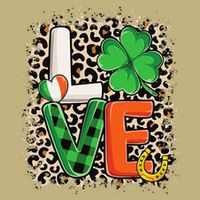 Love St. Patricks Day Shamrock Irish Leopard Print Plaid Button