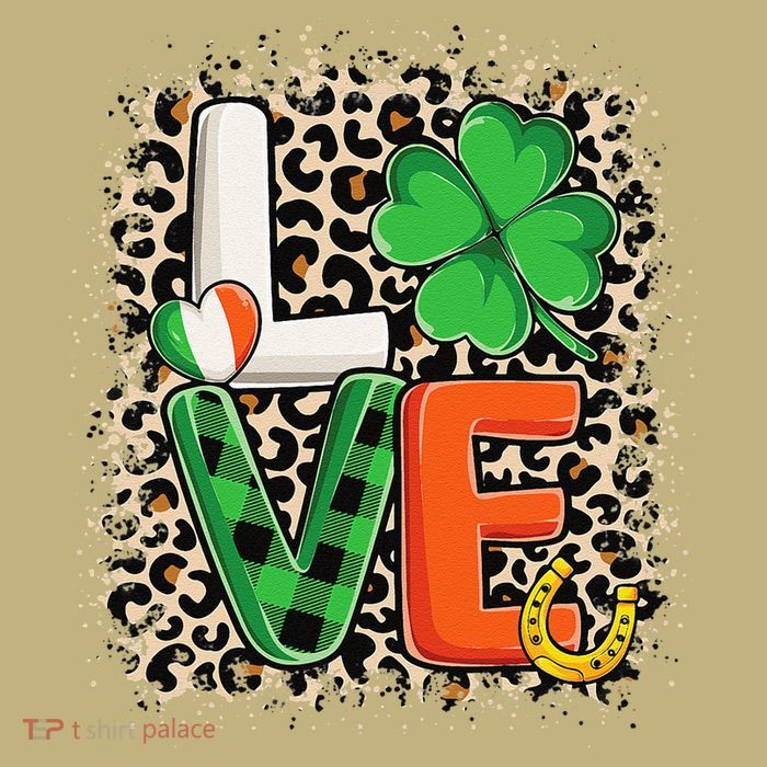 Love St. Patricks Day Shamrock Irish Leopard Print Plaid Sustainable Beanie