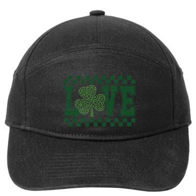 Love St. PatrickS Day Leopard Shamrock Irish 7-Panel Snapback Hat