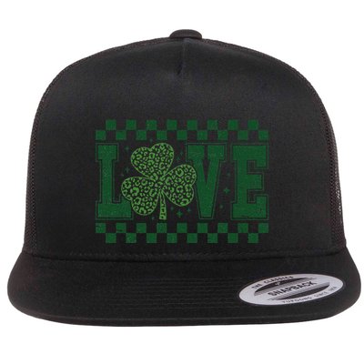 Love St. PatrickS Day Leopard Shamrock Irish Flatbill Hat