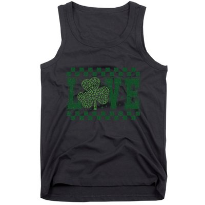 Love St. PatrickS Day Leopard Shamrock Irish Tank Top