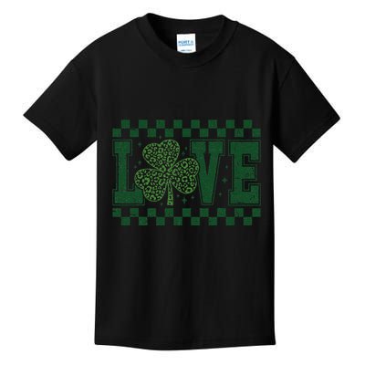 Love St. PatrickS Day Leopard Shamrock Irish Kids T-Shirt