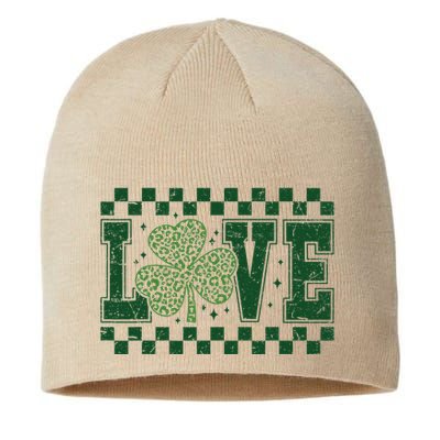 Love St. PatrickS Day Leopard Shamrock Irish Sustainable Beanie