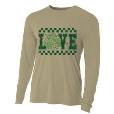 Love St. PatrickS Day Leopard Shamrock Irish Cooling Performance Long Sleeve Crew
