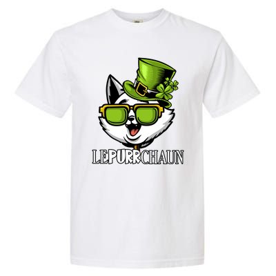 Lepurrchaun St. Patrick's Day Cute Cat Leprechaun Shamrocks Garment-Dyed Heavyweight T-Shirt