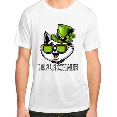 Lepurrchaun St. Patrick's Day Cute Cat Leprechaun Shamrocks Adult ChromaSoft Performance T-Shirt