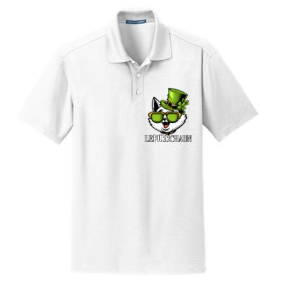 Lepurrchaun St. Patrick's Day Cute Cat Leprechaun Shamrocks Dry Zone Grid Polo