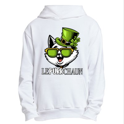 Lepurrchaun St. Patrick's Day Cute Cat Leprechaun Shamrocks Urban Pullover Hoodie