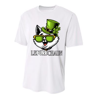 Lepurrchaun St. Patrick's Day Cute Cat Leprechaun Shamrocks Performance Sprint T-Shirt