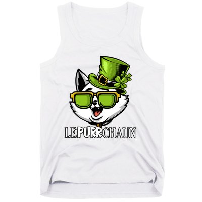 Lepurrchaun St. Patrick's Day Cute Cat Leprechaun Shamrocks Tank Top