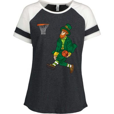 Leprechaun St Patricks Day Basketball Gift Enza Ladies Jersey Colorblock Tee