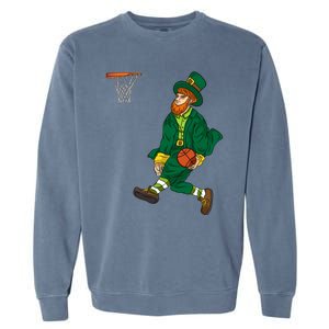 Leprechaun St Patricks Day Basketball Gift Garment-Dyed Sweatshirt