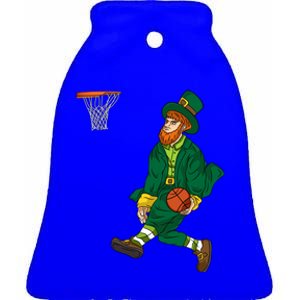 Leprechaun St Patricks Day Basketball Gift Ceramic Bell Ornament