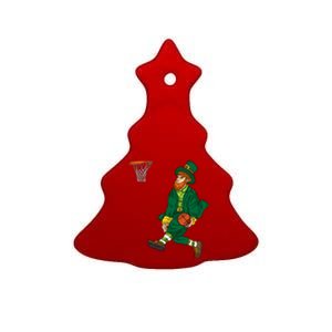 Leprechaun St Patricks Day Basketball Gift Ceramic Tree Ornament