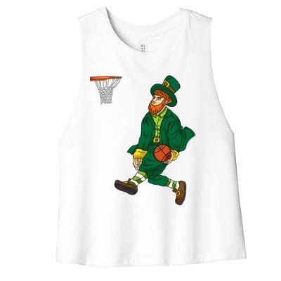 Leprechaun St Patricks Day Basketball Gift Women's Racerback Cropped Tank