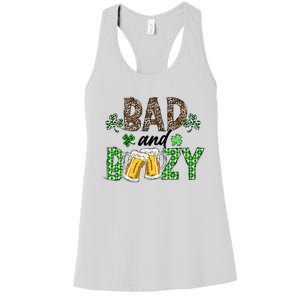 Leopard St Patrick's Day Bad And Boozy Beer Drinking Irish Women's Racerback Tank