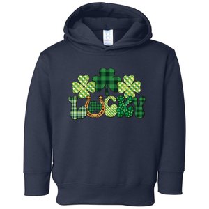 Lucky Shamrock Plaid St Pattricks Day Toddler Hoodie