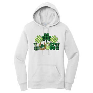 Lucky Shamrock Plaid St Pattricks Day Women's Pullover Hoodie