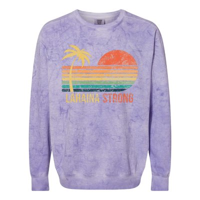 Lahaina Strong Palm Tree And Sunset Colorblast Crewneck Sweatshirt