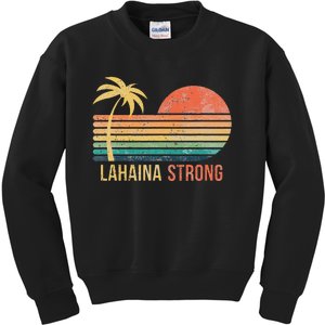 Lahaina Strong Palm Tree And Sunset Kids Sweatshirt