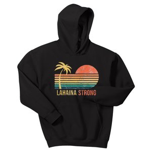 Lahaina Strong Palm Tree And Sunset Kids Hoodie