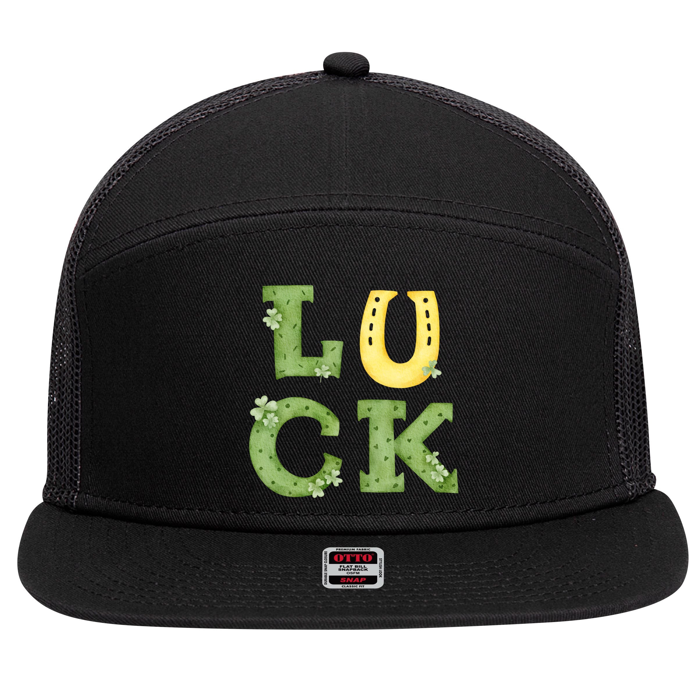 Luck St Patrick's Day Cute Gift 7 Panel Mesh Trucker Snapback Hat