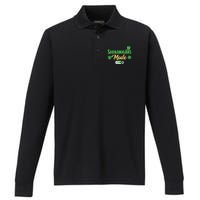 Leprechaun Saint Patrick's Day Funny Shenanigans Performance Long Sleeve Polo