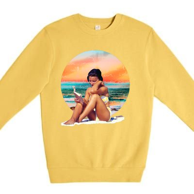 Lady Sunset Reading Book Premium Crewneck Sweatshirt