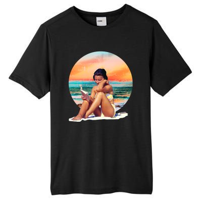 Lady Sunset Reading Book Tall Fusion ChromaSoft Performance T-Shirt