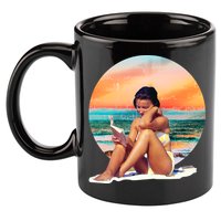 Lady Sunset Reading Book 11oz C Handle Ceramic Mug