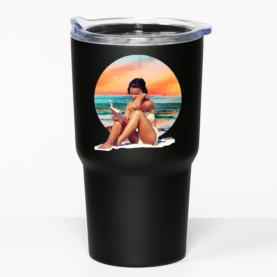 Lady Sunset Reading Book Tumbler