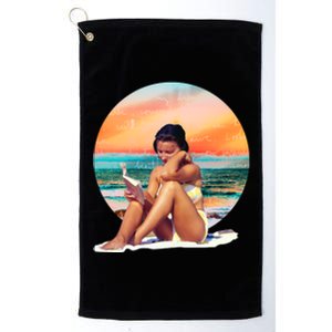 Lady Sunset Reading Book Platinum Collection Golf Towel