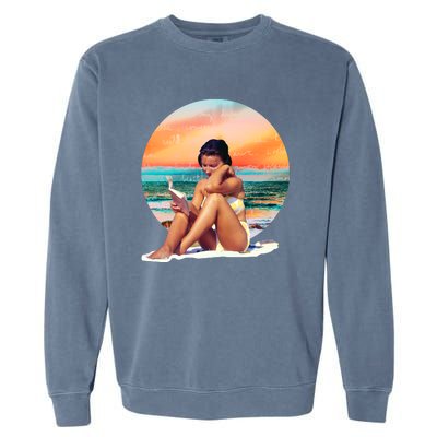 Lady Sunset Reading Book Garment-Dyed Sweatshirt