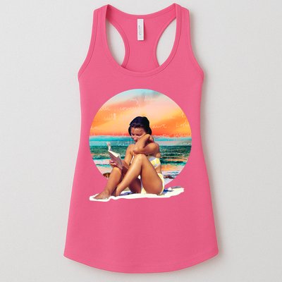 Lady Sunset Reading Book Womens Tank Top