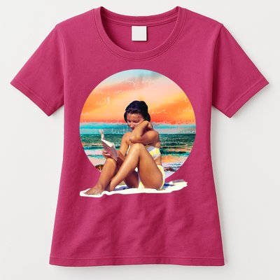 Lady Sunset Reading Book Womens T-Shirt