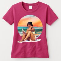 Lady Sunset Reading Book Womens T-Shirt