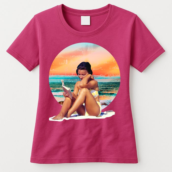 Lady Sunset Reading Book Womens T-Shirt