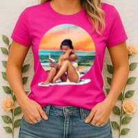 Lady Sunset Reading Book Womens T-Shirt