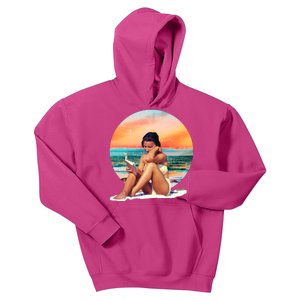 Lady Sunset Reading Book Kids Hoodie