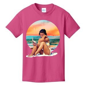 Lady Sunset Reading Book Kids T-Shirt