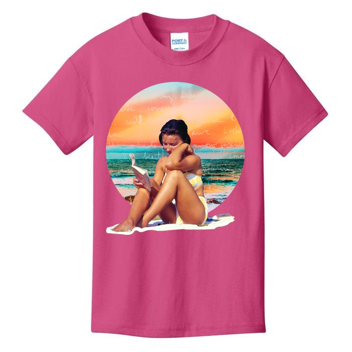 Lady Sunset Reading Book Kids T-Shirt