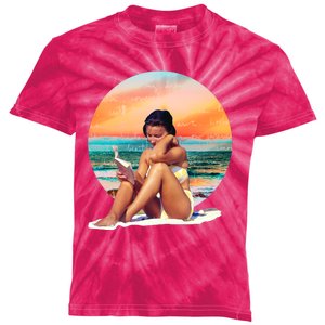 Lady Sunset Reading Book Kids Tie-Dye T-Shirt