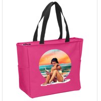 Lady Sunset Reading Book Zip Tote Bag