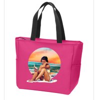 Lady Sunset Reading Book Zip Tote Bag